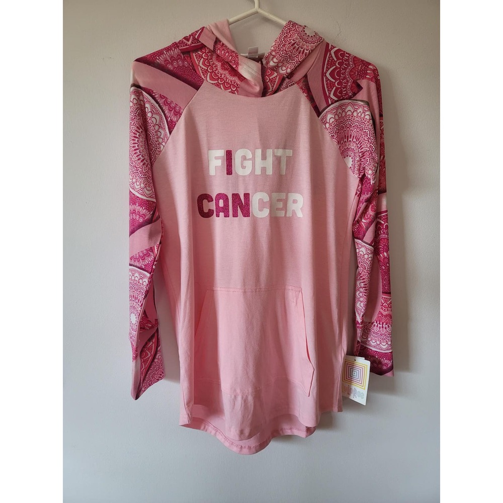 Lularoe "I can Fight Cancer" Hooded shirt Women Small